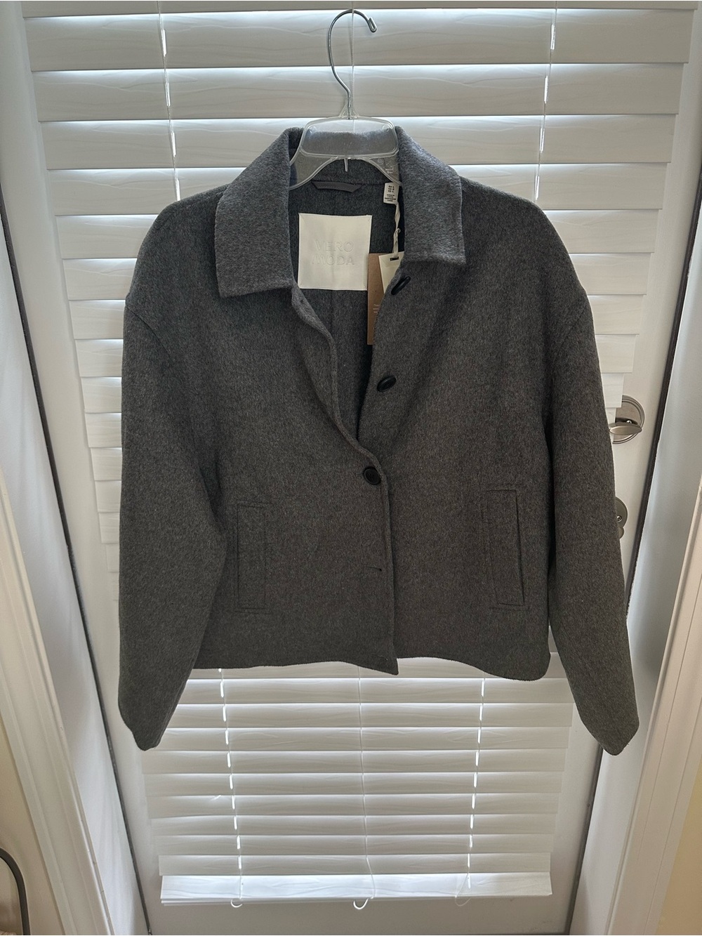 Vero Moda Charcoal Gray Wool-Blend Pea Coat